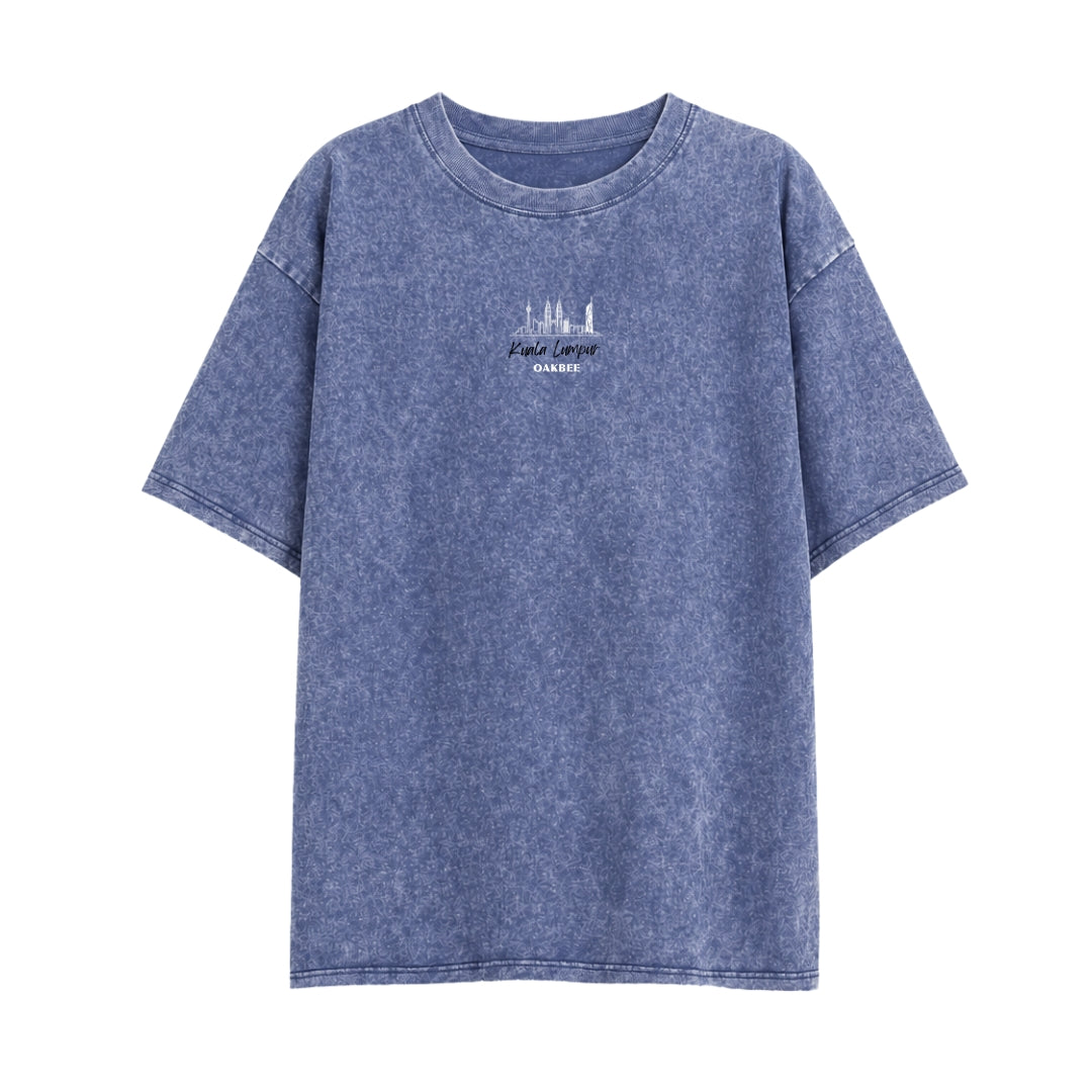 Vintage Denim Blue Snowflake Washed Skyline Series