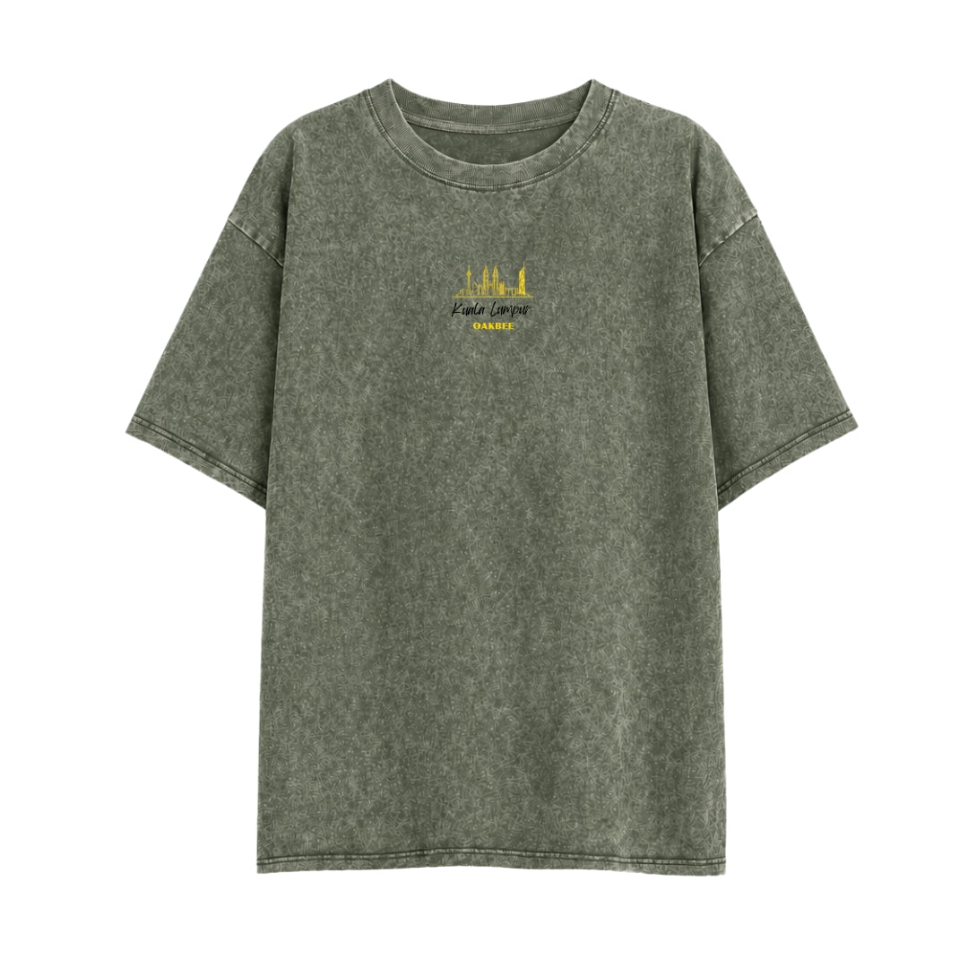 Vintage Army Green Snowflake Washed Skyline Series